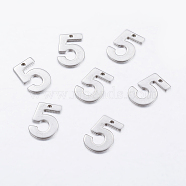 304 Stainless Steel Pendants, Number, Num.5, 11x8x0.6mm, Hole: 0.5mm(STAS-F128-01P-5)