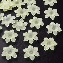 Transparent Acrylic Beads, Frosted, Flower, Yellow, 21x19x5.5mm, Hole: 1.6mm, about 930pcs/500g(MACR-S373-117-D03)