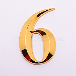 Plastic & PVC Number Sign Labels, Gold, Num.6, 6: 67.5x44x8mm(X-KY-WH0023-B06-02)