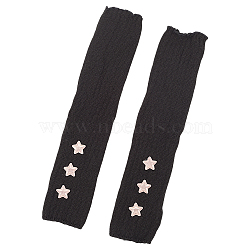 Wool Yarn Knitted Arm Warmers, Cute Thumb Hole Gloves , Black, 385x78x5mm(AJEW-WH20004-28B)