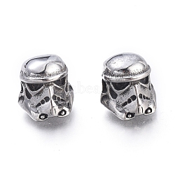 304 Stainless Steel Beads, Gladiator, Antique Silver, 11x10.5x11mm, Hole: 2mm(STAS-M274-103AS)