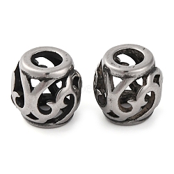 304 Stainless Steel European Beads, Large Hole Beads, Rondelle, Antique Silver, 10x9mm, Hole: 4mm(STAS-H226-02AS-02)