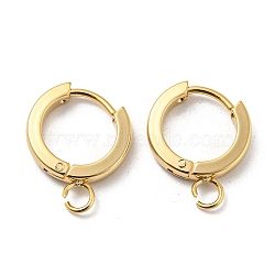 201 Stainless Steel Huggie Hoop Earrings Findings, with Vertical Loop, with 316 Surgical Stainless Steel Earring Pins, Ring, Real 24K Gold Plated, 13x2.5mm, Hole: 2.7mm, Pin: 1mm(STAS-A167-01J-G)