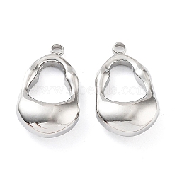 201 Stainless Steel Pendants, Teardrop Charm, Stainless Steel Color, 22x12.5x6mm, Hole: 2mm(STAS-Z057-10P)