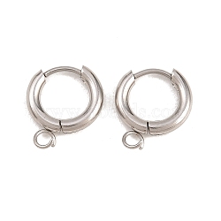 316 Stainless Steel Huggie Hoop Earring Findings, with Loop, Long-Lasting Plated, Stainless Steel Color, 13x2.5mm, Hole: 2.5mm, Pin: 1mm(EJEW-B158-01A-P)
