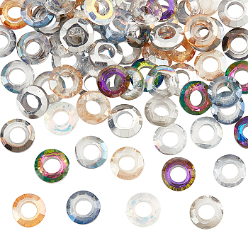 Elite 84Pcs 14 Colors Glass Cabochons, Nail Art Decoration Accessories, Ring, Mixed Color, 8x3mm, Hole: 4mm, 6pcs/color