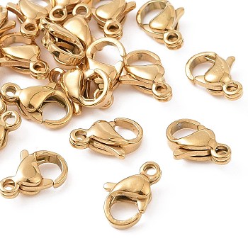 304 Stainless Steel Lobster Claw Clasps, Golden, 9x6x3mm, Hole: 1.2mm