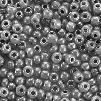 Glass Seed Beads, Ceylon, Round, Dark Gray, 4mm, Hole: 1.5mm, about 1000pcs/100g