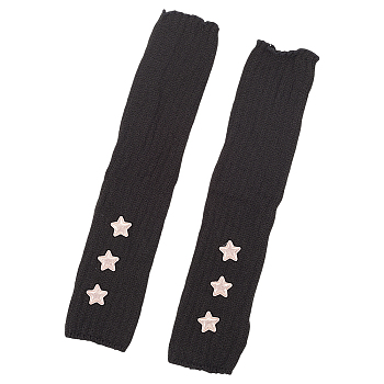 Wool Yarn Knitted Arm Warmers, Cute Thumb Hole Gloves , Black, 385x78x5mm