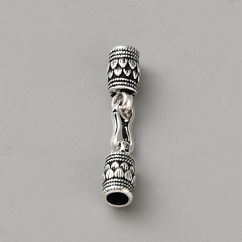 Sterling Silver Cord End/Tips, Lotus, Antique Silver, 32mm