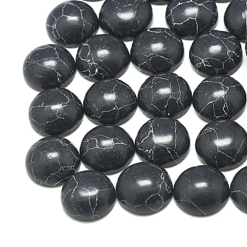 Synthetic Turquoise Cabochons, Dyed, Half Round/Dome, Black, 4x2mm