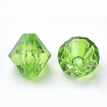 Transparent Acrylic Beads, Bicone, Lime Green, 4x4mm, Hole: 1.2mm, about 690pcs/20g