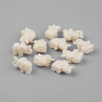 Resin Beads, Elephant, Beige, about 18x12x8mm, Hole: 2mm