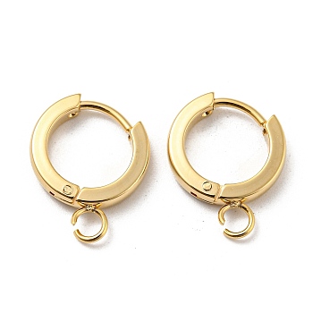 201 Stainless Steel Huggie Hoop Earrings Findings, with Vertical Loop, with 316 Surgical Stainless Steel Earring Pins, Ring, Real 24K Gold Plated, 13x2.5mm, Hole: 2.7mm, Pin: 1mm