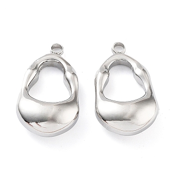 201 Stainless Steel Pendants, Teardrop Charm, Stainless Steel Color, 22x12.5x6mm, Hole: 2mm