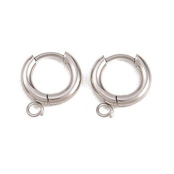 316 Stainless Steel Huggie Hoop Earring Findings, with Loop, Long-Lasting Plated, Stainless Steel Color, 13x2.5mm, Hole: 2.5mm, Pin: 1mm