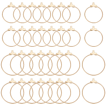 40Pcs 2 Size Brass Pendants, Hoop Earring Findings, Ring Charms with Double Loops, Real 18K Gold Plated, 33~39x29~36x1mm, Hole: 1mm, 20Pcs/size