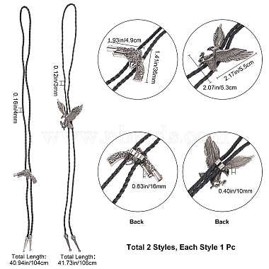 2piezas 2 collares de laria con forma de pistola y águila para hombres y mujeres(NJEW-GF0001-02)-2