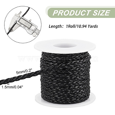 10M 3-Ply Braided Flat PU Leather Cord(WL-AR0001-03)-2