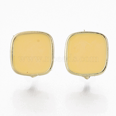 Golden Gold Square Alloy Stud Earring Findings