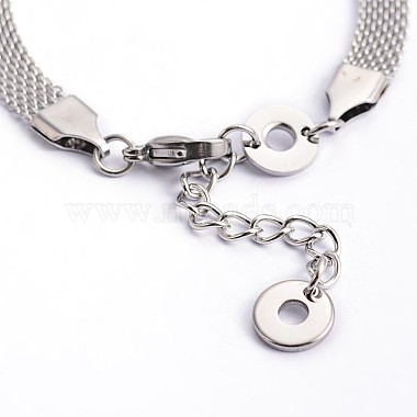 Flat Round with Human 201 Stainless Steel Link Bracelets with 304 Stainless Steel Chain(BJEW-O108-02P)-3