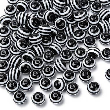Round Striped Resin Beads(X-RESI-R158-10mm-11)-1