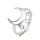 Non-Tarnish 304 Stainless Steel Crescent Moon Adjustable Ring for Women(RJEW-M149-11P)-3