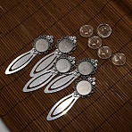 20mm Clear Domed Glass Cabochon Cover for Antique Silver DIY Alloy Portrait Flower Bookmark Making, Cadmium Free & Nickel Free & Lead Free, Bookmark Cabochon Settings: 83x28mm, Tray: 20mm(DIY-X0126-AS-NR)