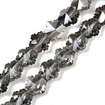 Electroplate Glass Beads Strands, Snowflake, Pearl Luster Plated, Faceted, Dark Gray, 9x10x6mm, Hole: 0.9mm, about 70pcs/strand, 24.41''(62cm)(EGLA-B011-01A-PL02)
