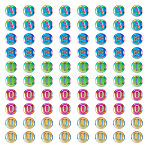 100Pcs 5 Styles Electroplated Glass Bead, Flat Round with Letter, Colorful, 10x5mm, Hole: 1mm, 20pcs/style(GLAA-TA0002-95C)