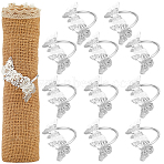 Butterfly Iron Napkin Rings, Napkin Holder Adornment, for Place Settings, Silver, Butterfly: 19.5x29mm(AJEW-WH20070-109S)