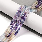 Natural Fluorite Beads Strands, Faceted, Rondelle, 4x3mm, Hole: 0.8mm, about 143pcs/strand, 15.75 inch(40cm)(X-G-F770-D08-03)