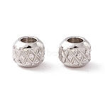Non-Tarnish 201 Stainless Steel Waffle Beads, Round, Stainless Steel Color, 3x2.5mm, Hole: 1.2mm(STAS-A057-01A-P)