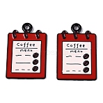 Baking Paint Alloy Enamel Pendants, Coffee Menu Charms, Red, 27.5x18x1.5mm, Hole: 1.8mm(PALLOY-T093-15)