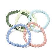 Noctilucent Stone/Synthetic Luminous Stone Beads Stretch Bracelets, Mixed Color, Inner Diameter: 2-1/8 inch(5.5cm)(BJEW-JB06619)