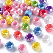 Opaque Acrylic European Beads, Large Hole Beads, AB Color Plated, Rondelle, Mixed Color, 10x7.5mm, Hole: 5.4mm, about 1350pcs/500g(MACR-S373-120-I)