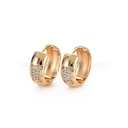 Real 18K Gold Plated Brass Chunky Huggie Hoop Earrings,  Cubic Zirconia Bear Pattern Earrings for Women, Nickel Free, Clear, 6x14mm, Pin: 0.8mm(KK-S356-657-NF)
