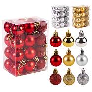 3 Boxes 3 Style Christmas Ball Plastic Ornaments, Pendant Decorations, for Christmas Holiday Wedding Party Decoration, Mixed Color, 42x29mm, Hole: 4x4mm, 8pcs/color, 3 colors, 24pcs/box, 1style/box(AJEW-SZ0001-86)