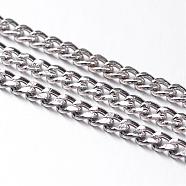 Iron Cuban Link Chains, Chunky Chains, Unwelded, with Spool, Oval, Platinum, 4.5x3x1mm, about 164.04 Feet(50m)/roll(CH-R013-4.5x3mm-P)