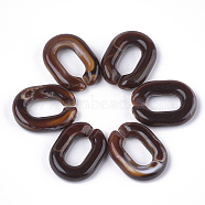 Acrylic Linking Rings, Quick Link Connectors, For Jewelry Chains Making, Imitation Gemstone Style, Oval, Coconut Brown, 19x14.5x4.5mm, Hole: 10x5.5mm, about 620pcs/500g(OACR-S021-18A-06)