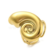 Ion Plating(IP) 304 Stainless Steel Spiral Open Cuff Ring for Women, Real 18K Gold Plated, Adjustable(RJEW-C083-04G)