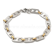 Two Tone 304 Stainless Steel Oval Link Chain Bracelet, Golden & Stainless Steel Color, 8-1/2 inch(21.5cm), Wide: 8mm(BJEW-B078-03GP)