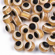 Round Evil Eye Resin Beads, Sandy Brown, 8x7mm, Hole: 1.8~2mm(RESI-R159-8mm-13)