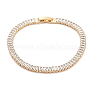 Brass Pave Clear Cubic Zirconia Rectangle Link Bracelets, Nickle Free, Long-Lasting Plated, Golden, 7-1/8 inch(18.2cm)(BJEW-B094-11A-G)