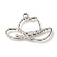 201 Stainless Steel Pendants, Hat Charms, Stainless Steel Color, 12.5x22x1mm, Hole: 1.5mm(STAS-R136-23P)