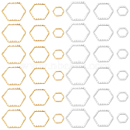 48Pcs 6 Style Brass Linking Rings, Long-Lasting Plated, Cadmium Free & Lead Free, Hexagon, Real 24K Gold & 925 Sterling Silver Plated, 6~12x6.5~13.5x1mm, Inner Diameter: 5~10.5x5~12mm, 8pcs/style(KK-BC0009-42)