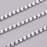 304 Stainless Steel Curb Chains, Soldered, with Spool, Stainless Steel Color, 3.4x1.9x0.8mm, about 65.61 Feet(20m)/roll(STAS-I107-08P)