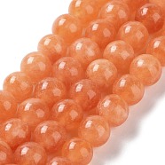 Dyed Natural Malaysia Jade Beads Strands, Round, Coral, 8mm, Hole: 1.2mm, about 23pcs/strand, 7.28 inch(18.5cm)(G-G021-02B-12)