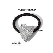 Korean Style Polyester Hair Ties, Triangle Stainless Steel Charms Hair Ties, Platinum, Inner Diameter: 22.5mm(TY9948-2)