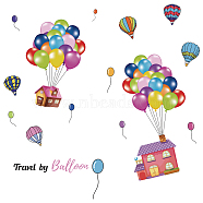 PVC Wall Stickers, Wall Decoration, Word Travel By Balloon, House Pattern, 590x300mm(DIY-WH0228-461)